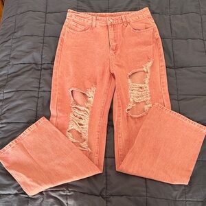 SHEIN Coral Straight Leg Jeans